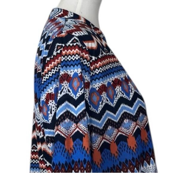 Absolutely Famous Popover Top Split Neck Tab Sleeves Blue Women’s Size Large - Picture 7 of 11